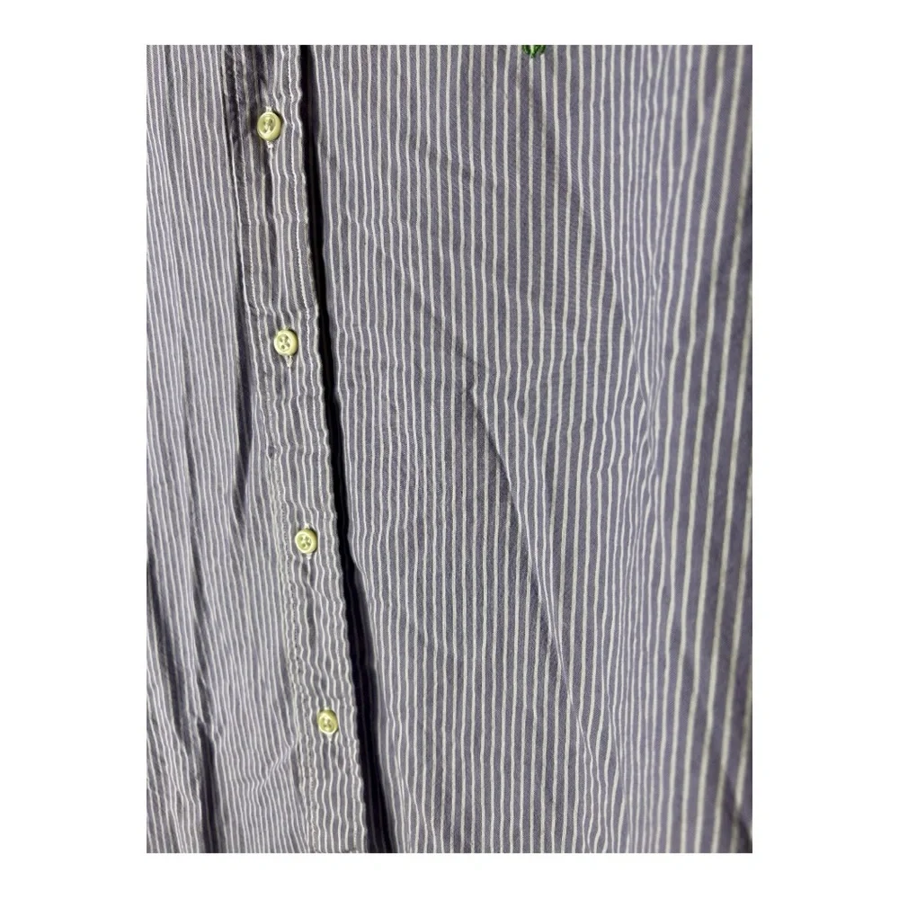 Ralph Lauren Men's Purple White Striped Classic Fit Button Down Shirt Medium